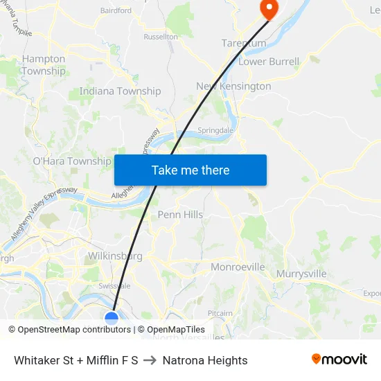 Whitaker St + Mifflin F S to Natrona Heights map
