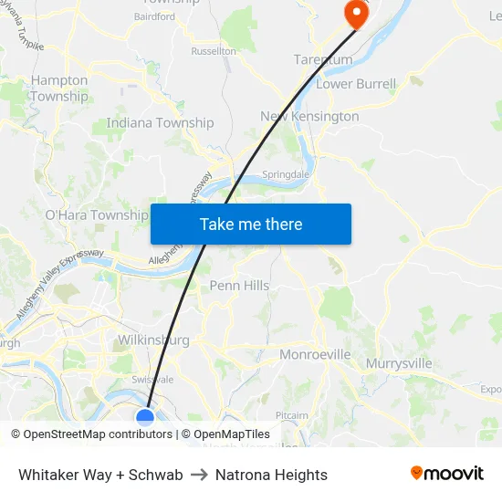 Whitaker Way + Schwab to Natrona Heights map