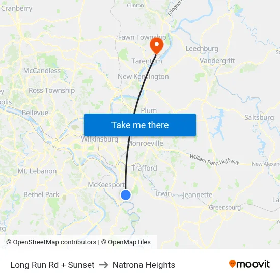 Long Run Rd + Sunset to Natrona Heights map