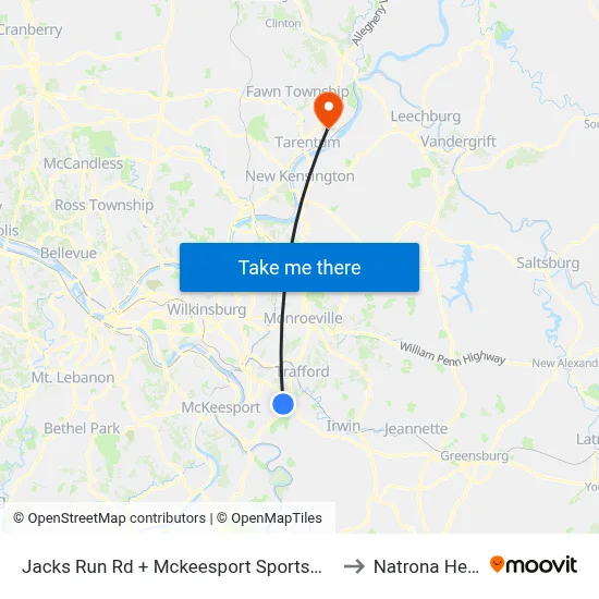Jacks Run Rd + Mckeesport Sportsmens Assoc to Natrona Heights map