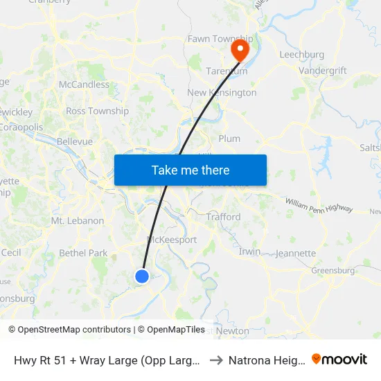 Hwy Rt 51 + Wray Large (Opp Large Vfd) to Natrona Heights map