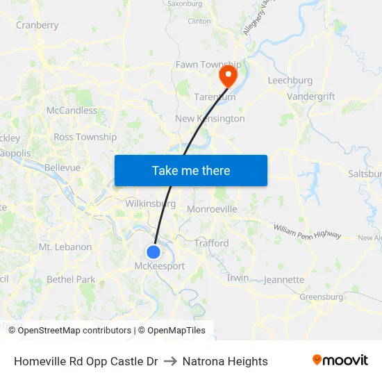 Homeville Rd Opp Castle Dr to Natrona Heights map