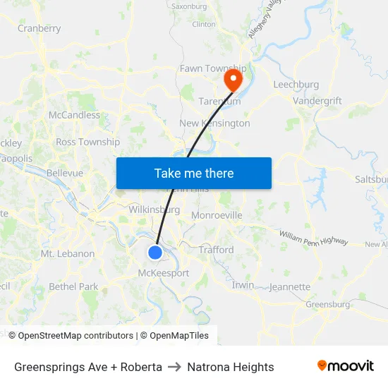Greensprings Ave + Roberta to Natrona Heights map