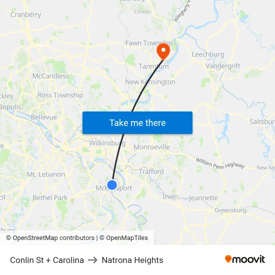 Conlin St + Carolina to Natrona Heights map