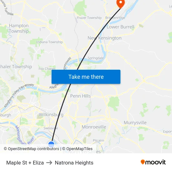 Maple St + Eliza to Natrona Heights map