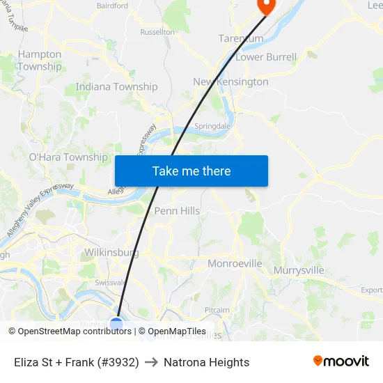 Eliza St + Frank (#3932) to Natrona Heights map