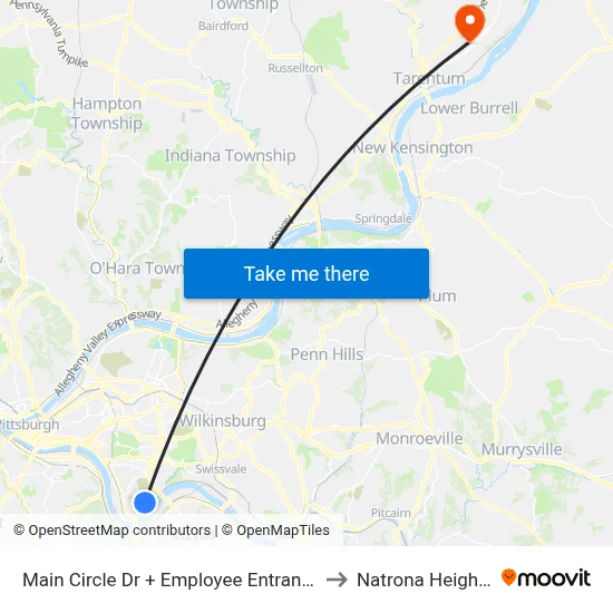 Main Circle Dr + Employee Entrance to Natrona Heights map