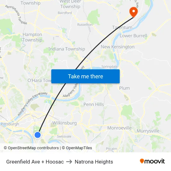 Greenfield Ave + Hoosac to Natrona Heights map