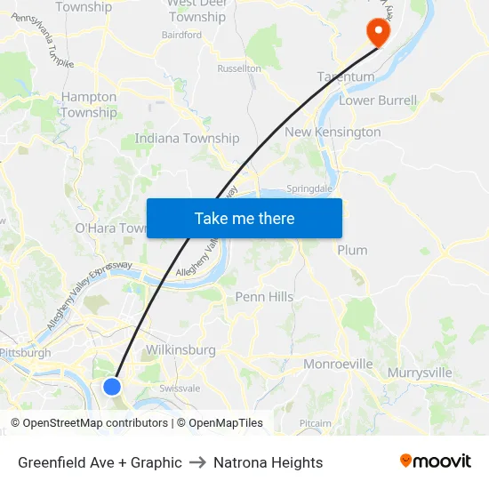 Greenfield Ave + Graphic to Natrona Heights map