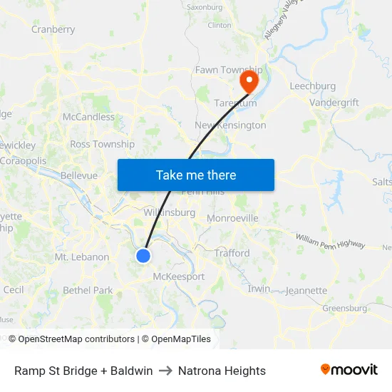Ramp St Bridge + Baldwin to Natrona Heights map