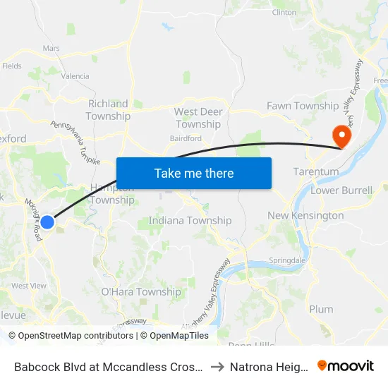 Babcock Blvd at Mccandless Crossing to Natrona Heights map