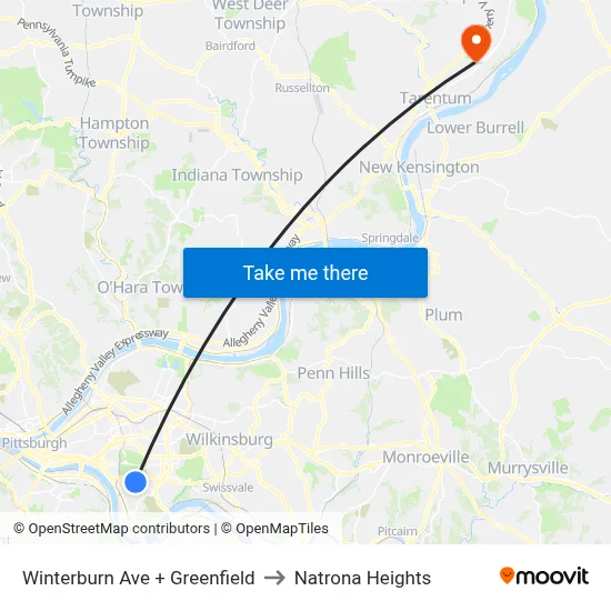 Winterburn Ave + Greenfield to Natrona Heights map