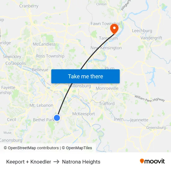 Keeport + Knoedler to Natrona Heights map