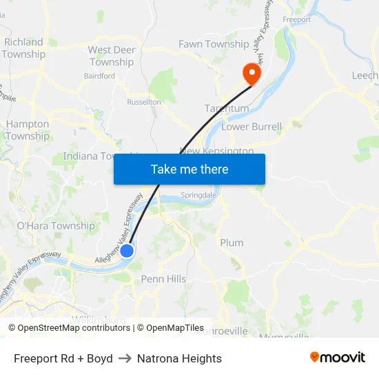 Freeport Rd + Boyd to Natrona Heights map