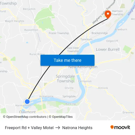 Freeport Rd + Valley Motel to Natrona Heights map