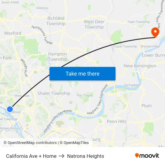 California Ave + Home to Natrona Heights map