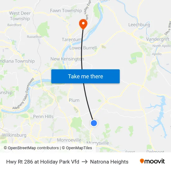 Hwy Rt 286 at Holiday Park Vfd to Natrona Heights map