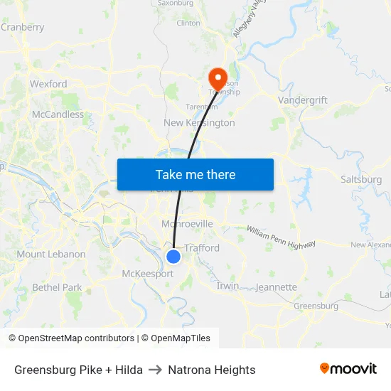 Greensburg Pike + Hilda to Natrona Heights map