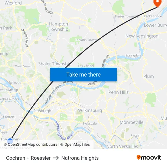 Cochran + Roessler to Natrona Heights map