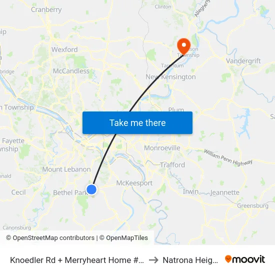 Knoedler Rd + Merryheart Home #100 to Natrona Heights map