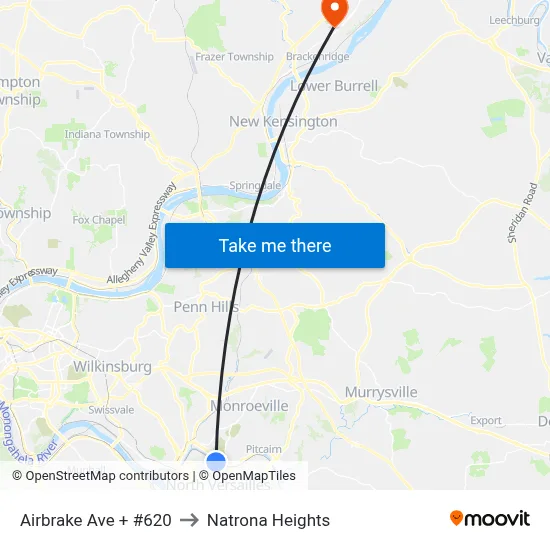 Airbrake Ave + #620 to Natrona Heights map