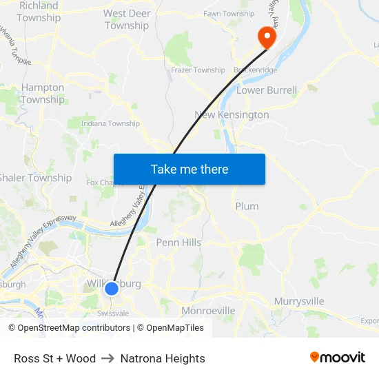 Ross St + Wood to Natrona Heights map