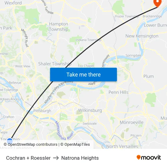 Cochran + Roessler to Natrona Heights map