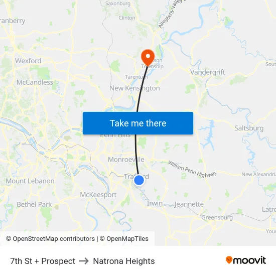 7th St + Prospect to Natrona Heights map