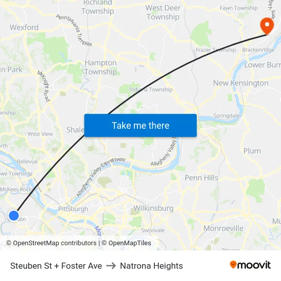Steuben St + Foster Ave to Natrona Heights map