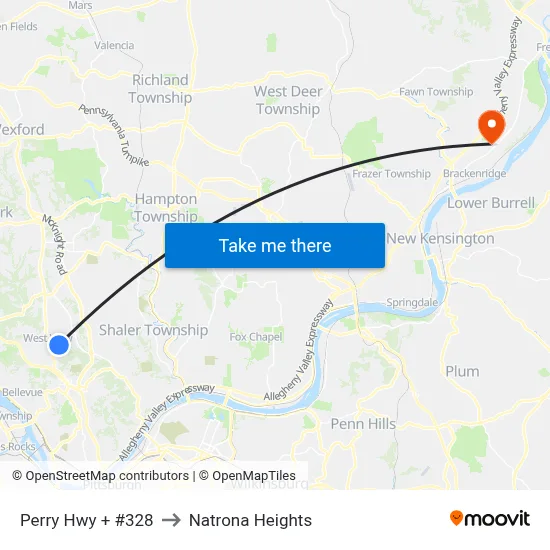 Perry Hwy + #328 to Natrona Heights map