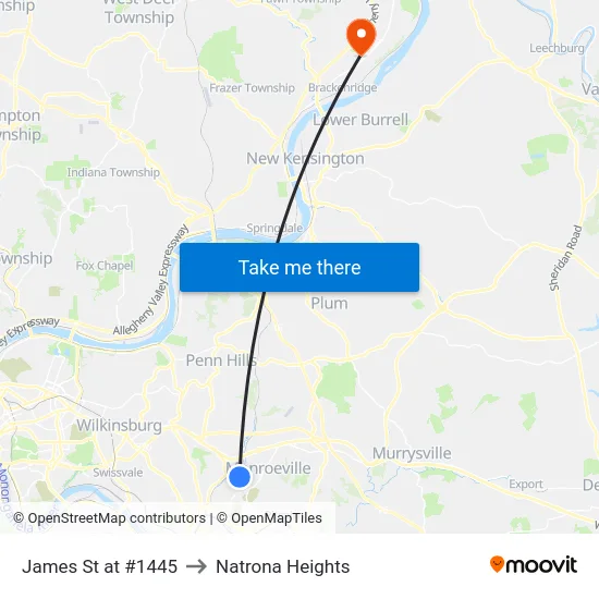 James St at #1445 to Natrona Heights map