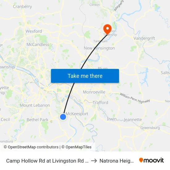 Camp Hollow Rd at Livingston Rd FS to Natrona Heights map