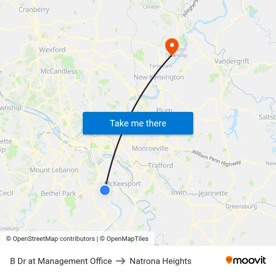 B Dr at Management Office to Natrona Heights map