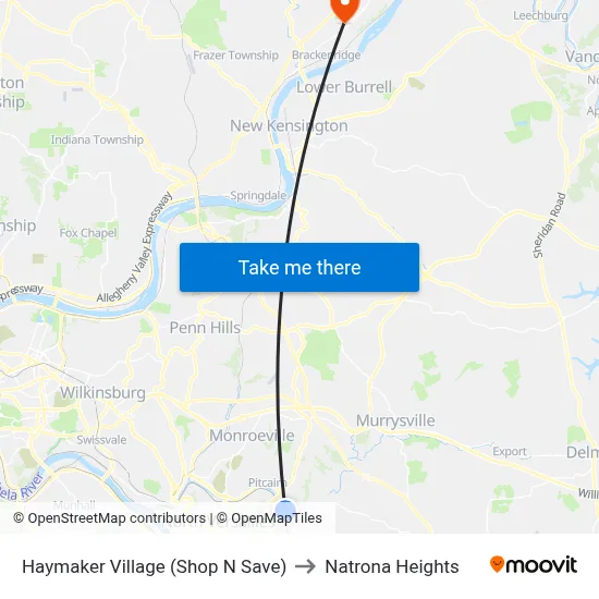 Haymaker Village (Shop N Save) to Natrona Heights map