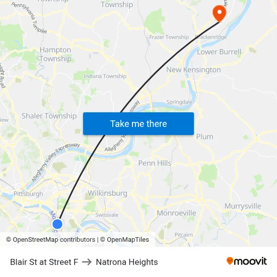 Blair St at Street F to Natrona Heights map