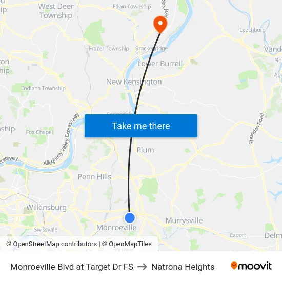 Monroeville Blvd at Target Dr FS to Natrona Heights map