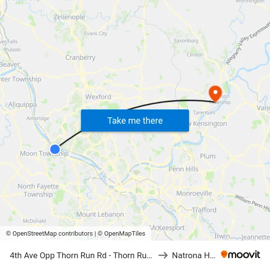 4th Ave Opp Thorn Run Rd - Thorn Run Park And Ride to Natrona Heights map