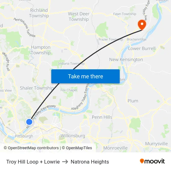 Troy Hill Loop + Lowrie to Natrona Heights map