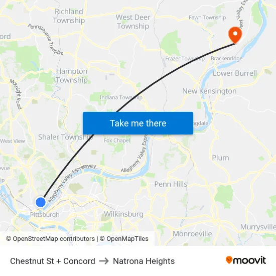 Chestnut St + Concord to Natrona Heights map