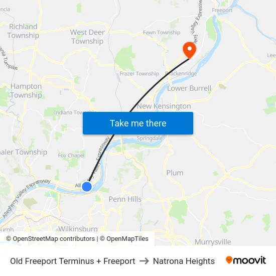 Old Freeport Terminus + Freeport to Natrona Heights map