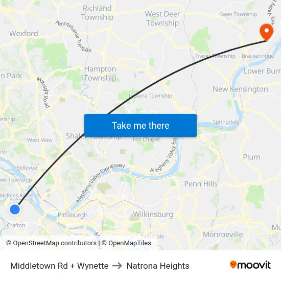 Middletown Rd + Wynette to Natrona Heights map