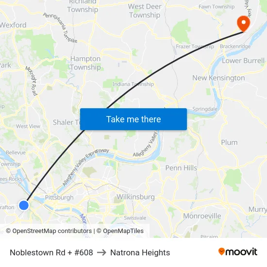 Noblestown Rd + #608 to Natrona Heights map