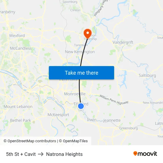 5th St + Cavit to Natrona Heights map