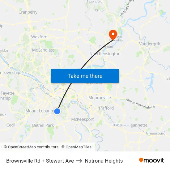 Brownsville Rd + Stewart Ave to Natrona Heights map