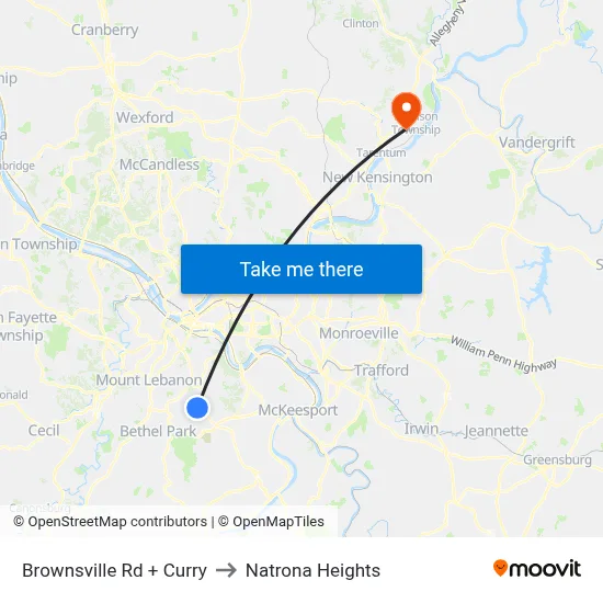 Brownsville Rd + Curry to Natrona Heights map