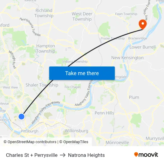 Charles St + Perrysville to Natrona Heights map