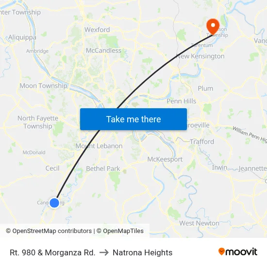 Rt. 980 & Morganza Rd. to Natrona Heights map