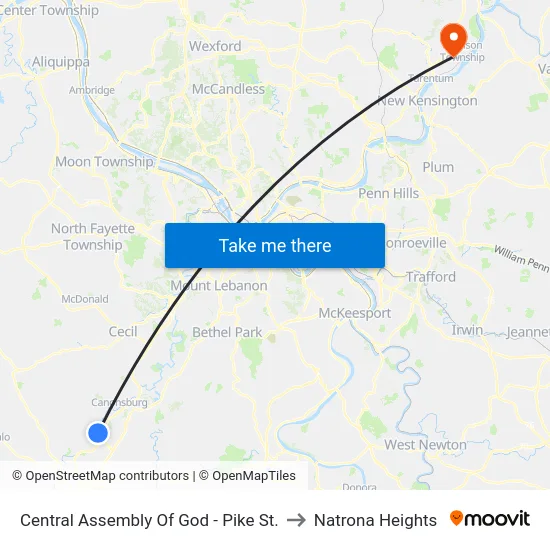 Central Assembly Of God - Pike St. to Natrona Heights map