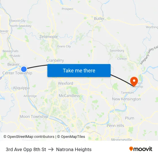 3rd Ave Opp 8th St to Natrona Heights map