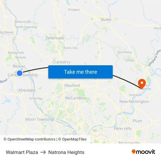 Walmart Plaza to Natrona Heights map